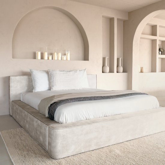 Adore Elements Pearl Beige bed met Opbergruimte - (Optioneel) Luxe 7-zone matras met Tencel