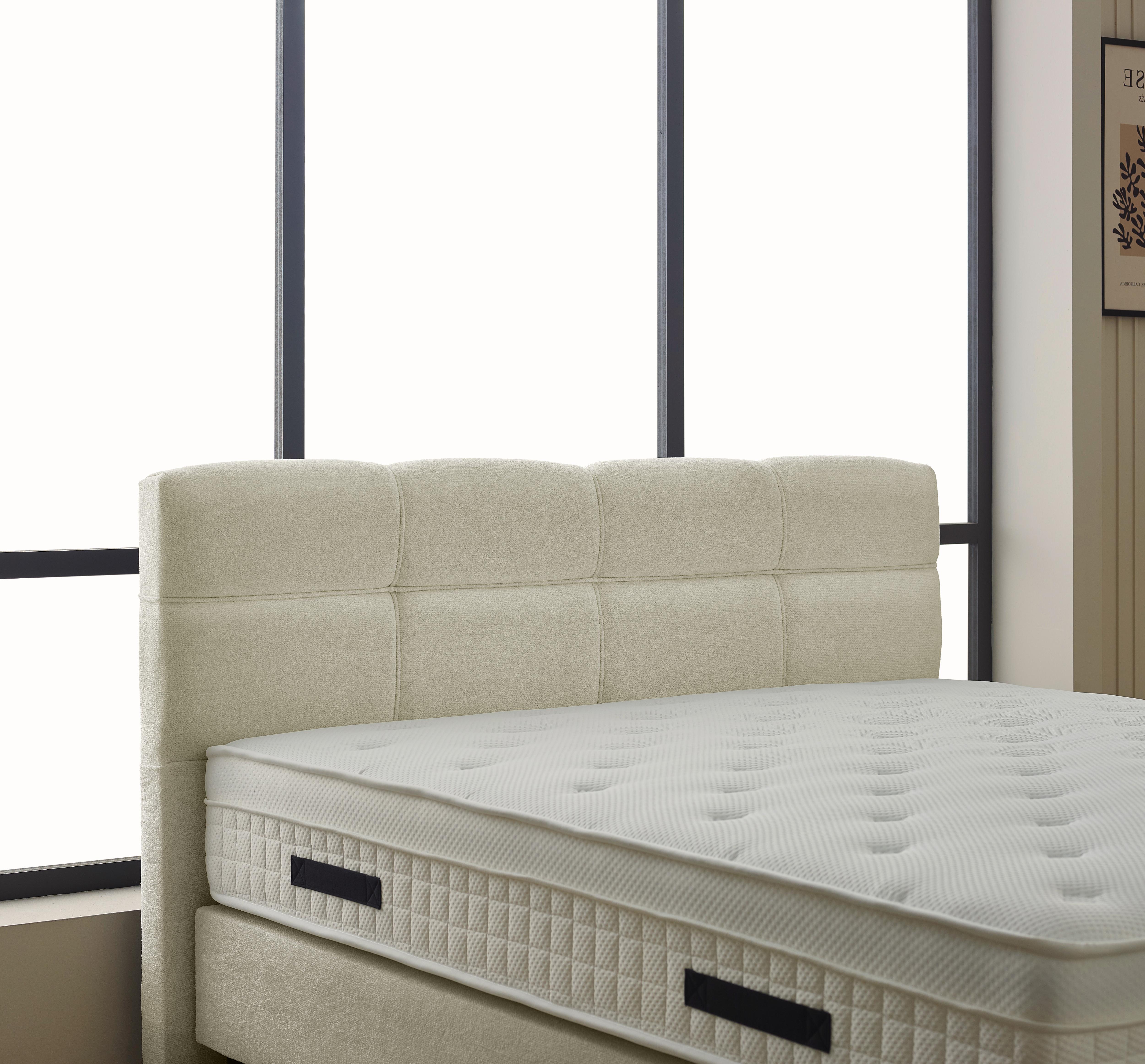 Boxspring - LaVida Teddy (Bouclé) Beige - Complete set - Luxe 5-zone matras 500 pockets/m² met ingebouwde topper