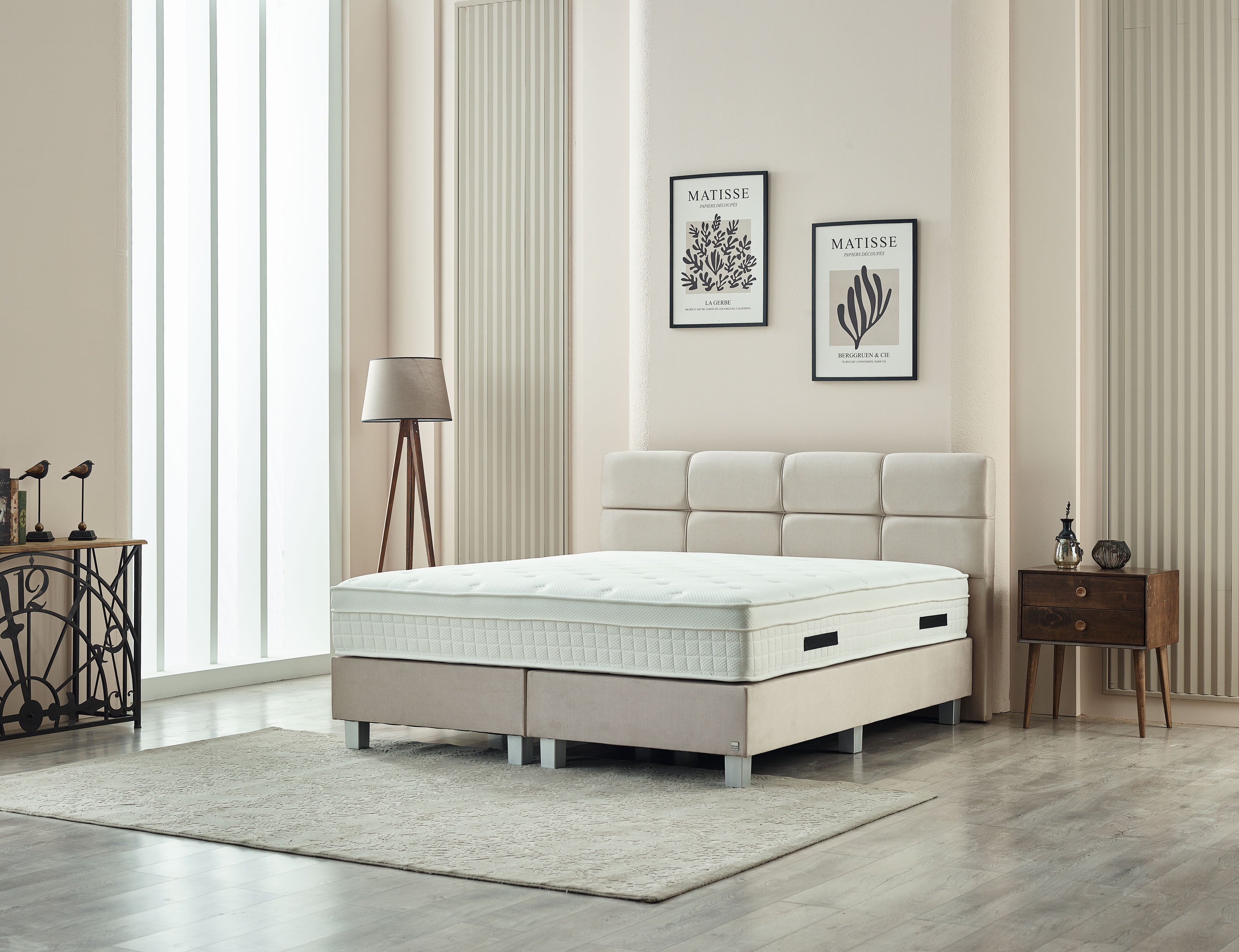 Boxspring - LaVida Beige - Complete set - Luxe 5-zone matras 500 pockets/m² met ingebouwde topper