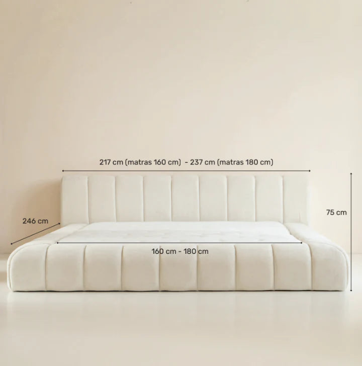 Adore Beige Deluxe bed - Modern laag zweefbed