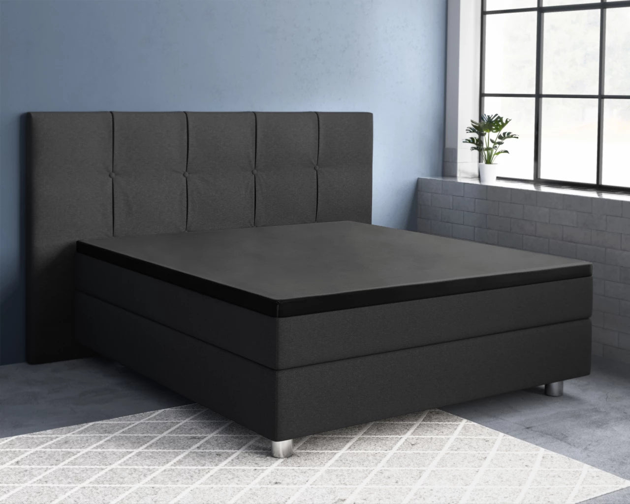 Topper Hoeslaken Katoen Satijn - Midnight Black